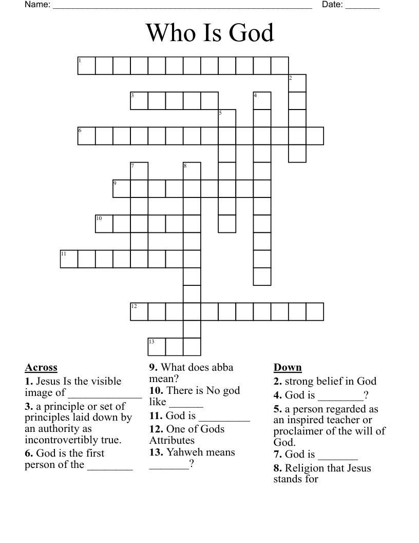 Who Is God Crossword