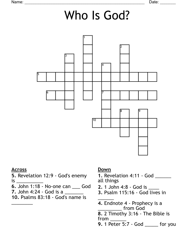 Who Is God? Crossword