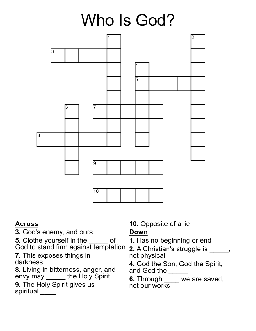 Who Is God? Crossword