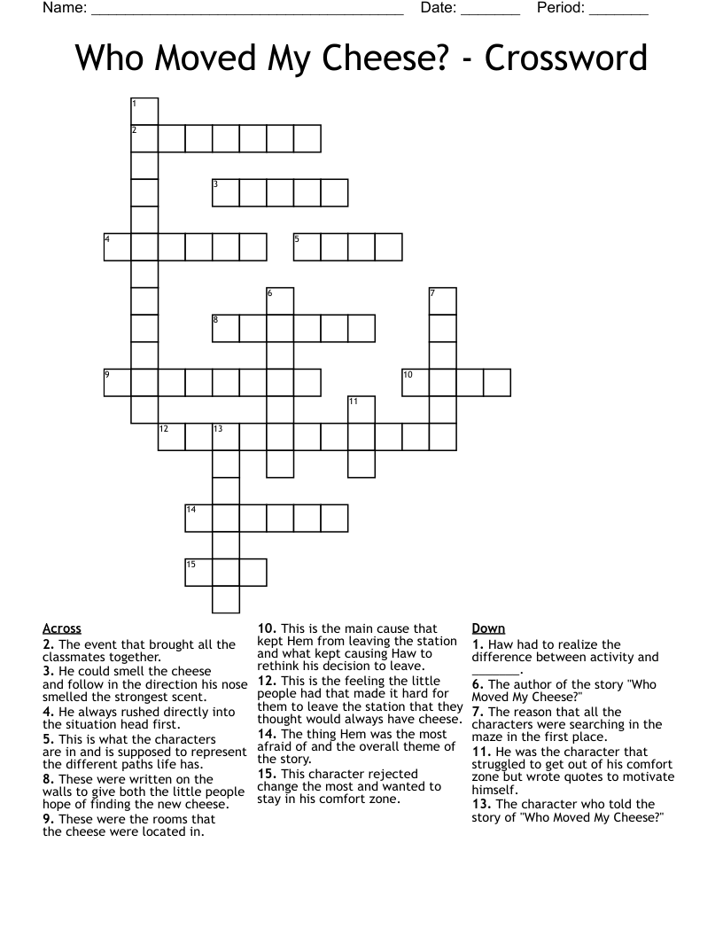 Who Moved My Cheese? - Crossword