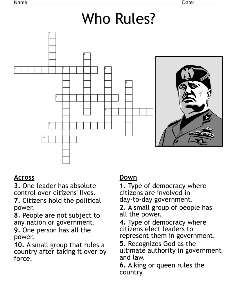 Who Rules? Crossword