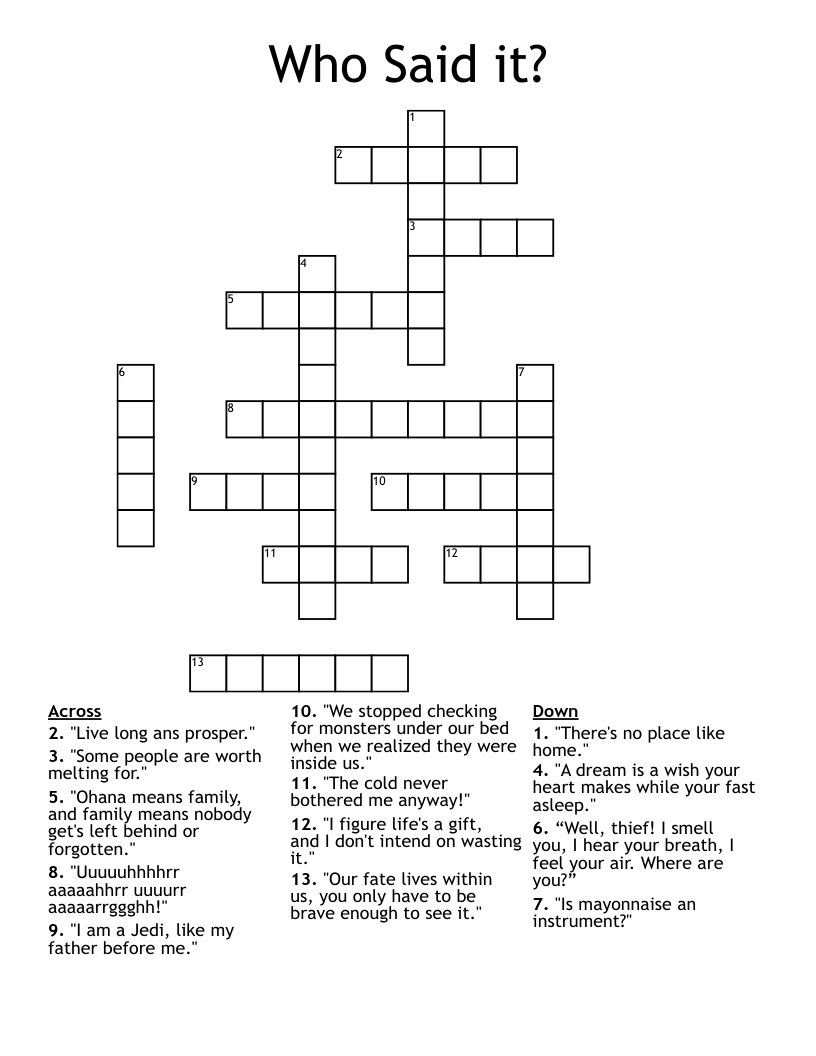 Who Said it?  Crossword