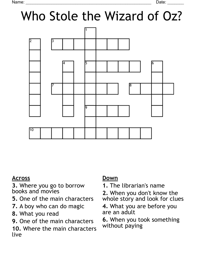 Who Stole the Wizard of Oz? Crossword