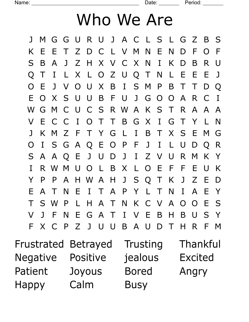 Who We Are Word Search