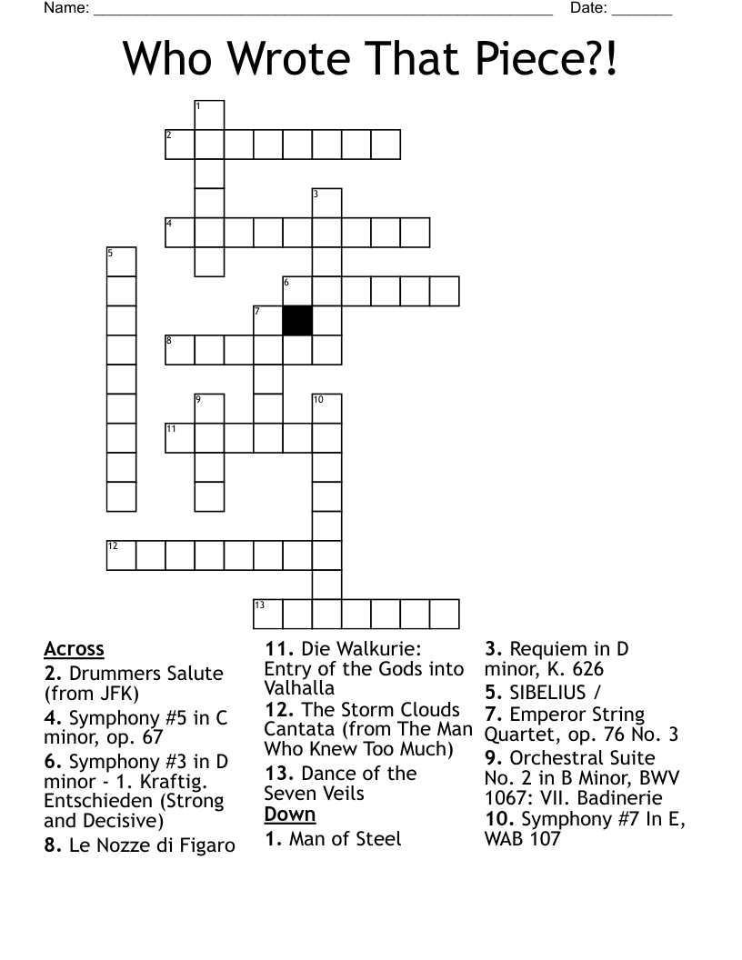 Who Wrote That Piece?! Crossword