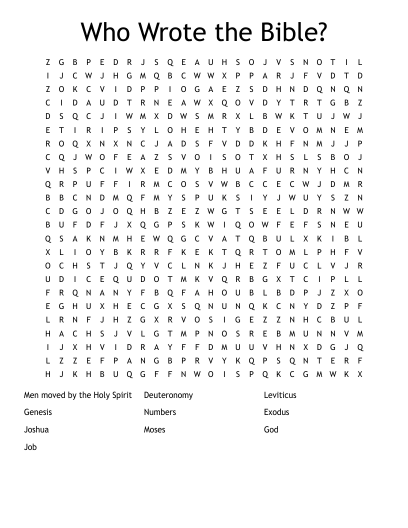 Who Wrote the Bible? Word Search