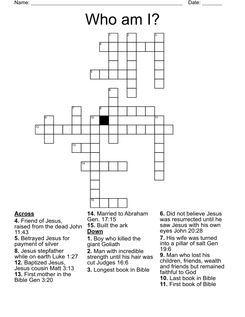 Who am I? Crossword