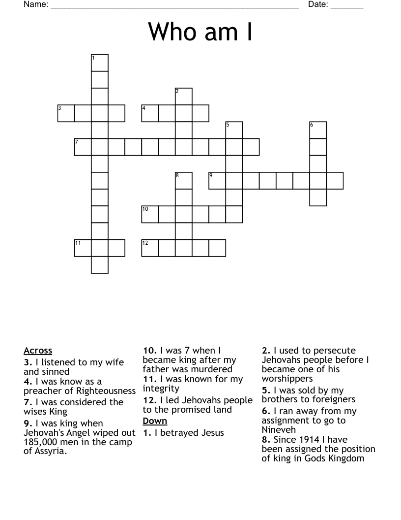 Who am I Crossword