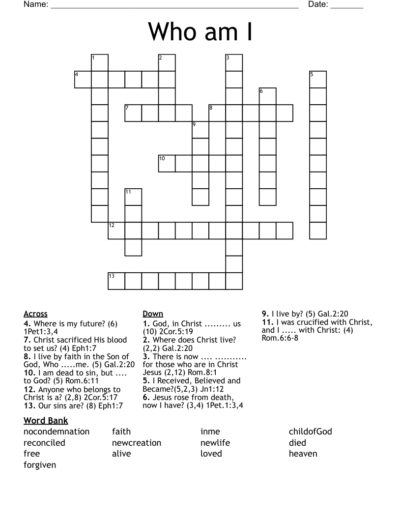Who am I Crossword