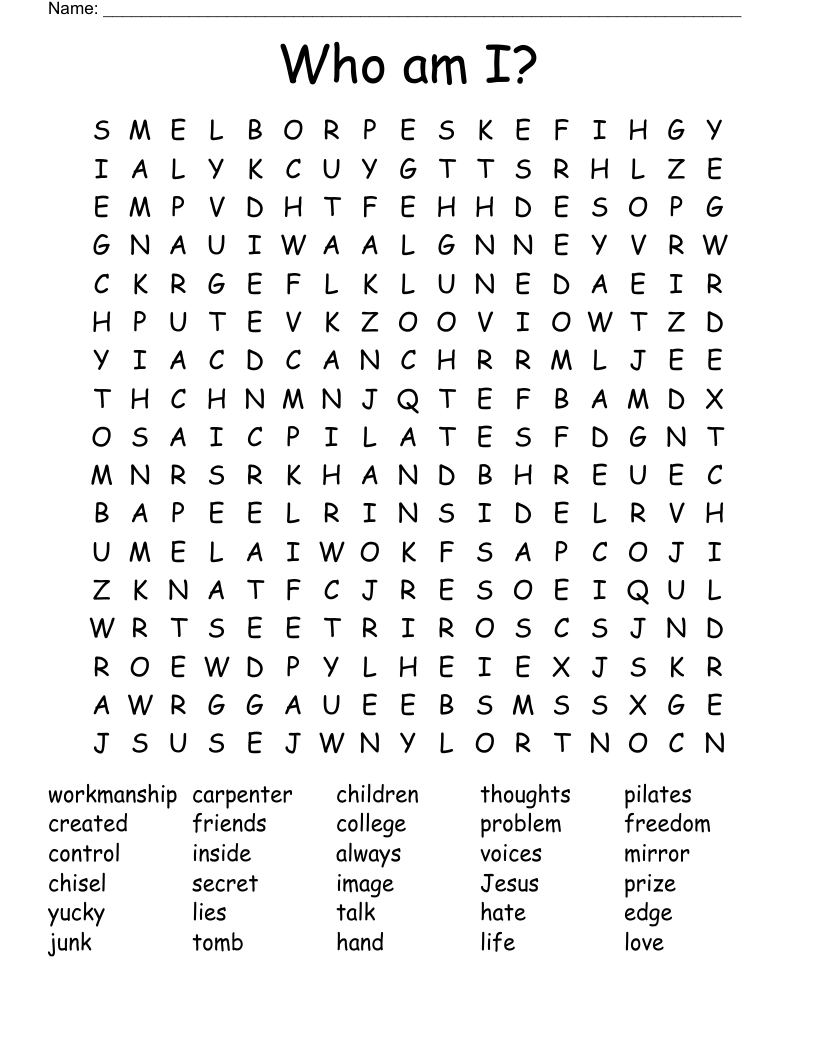 Who am I?  Word Search