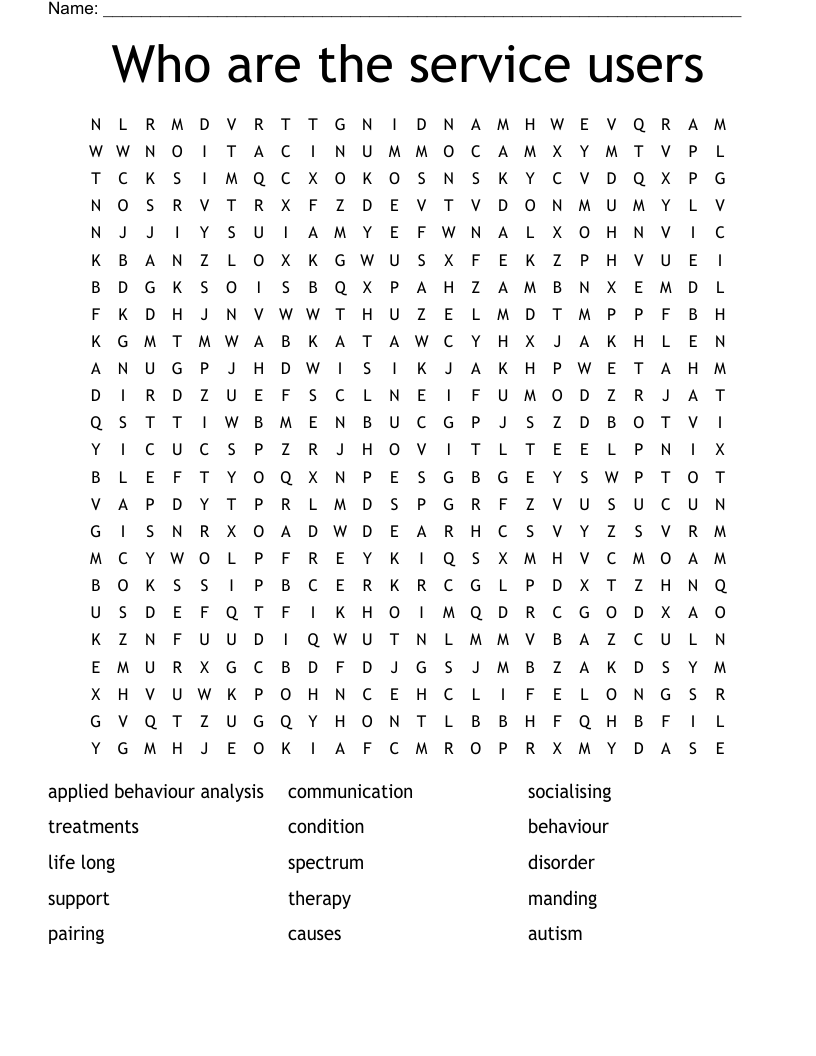 Who are the service users  Word Search