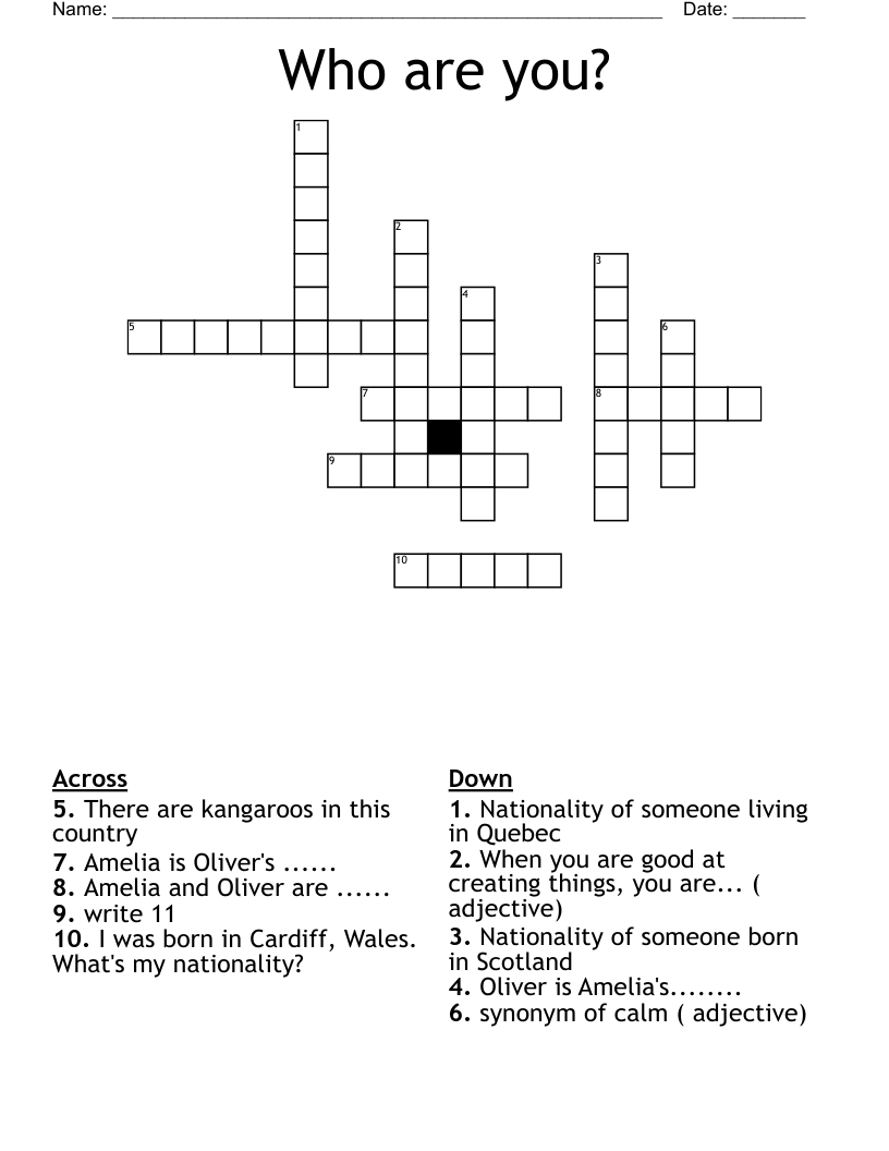 Who are you? Crossword
