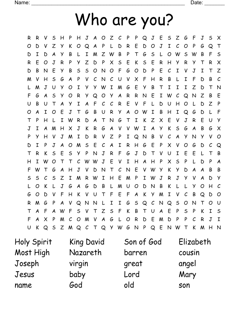 Who are you? Word Search