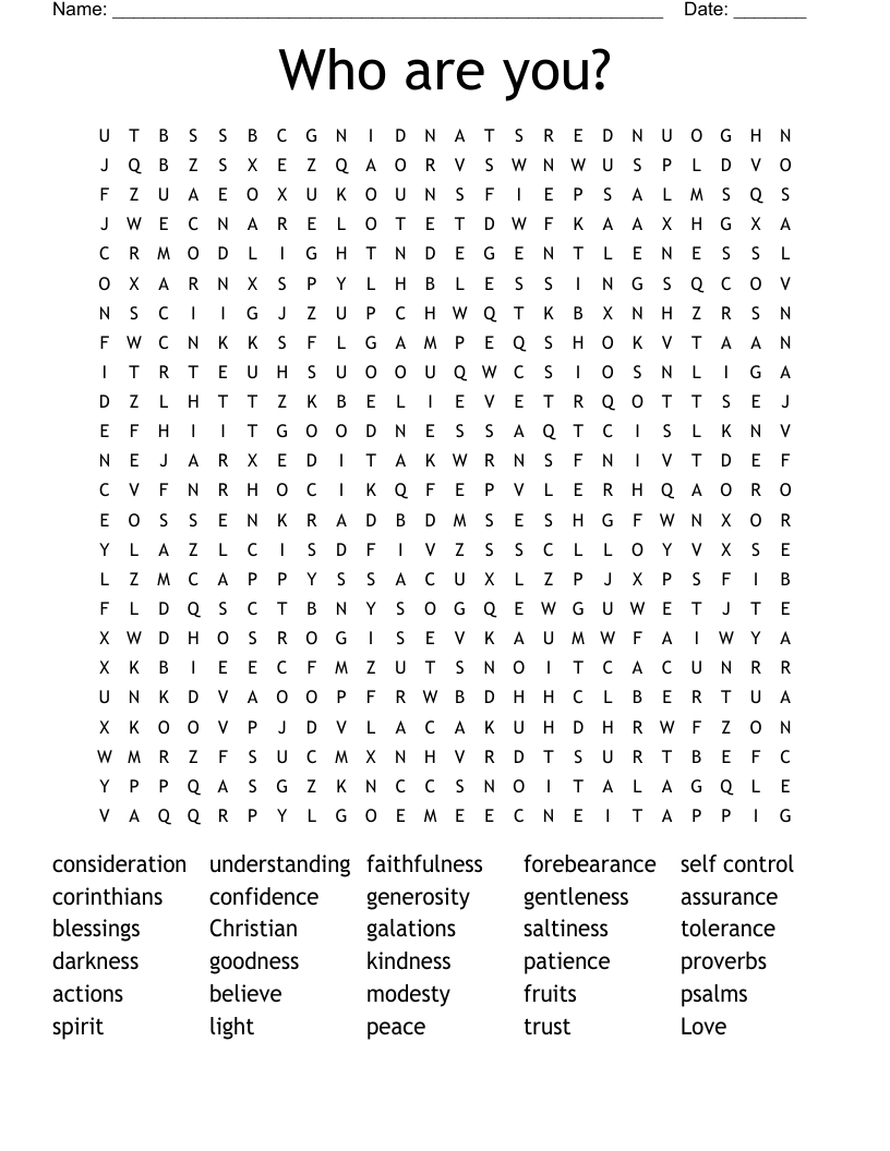 Who are you? Word Search