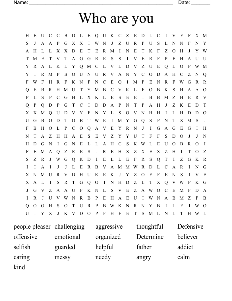 Who are you  Word Search