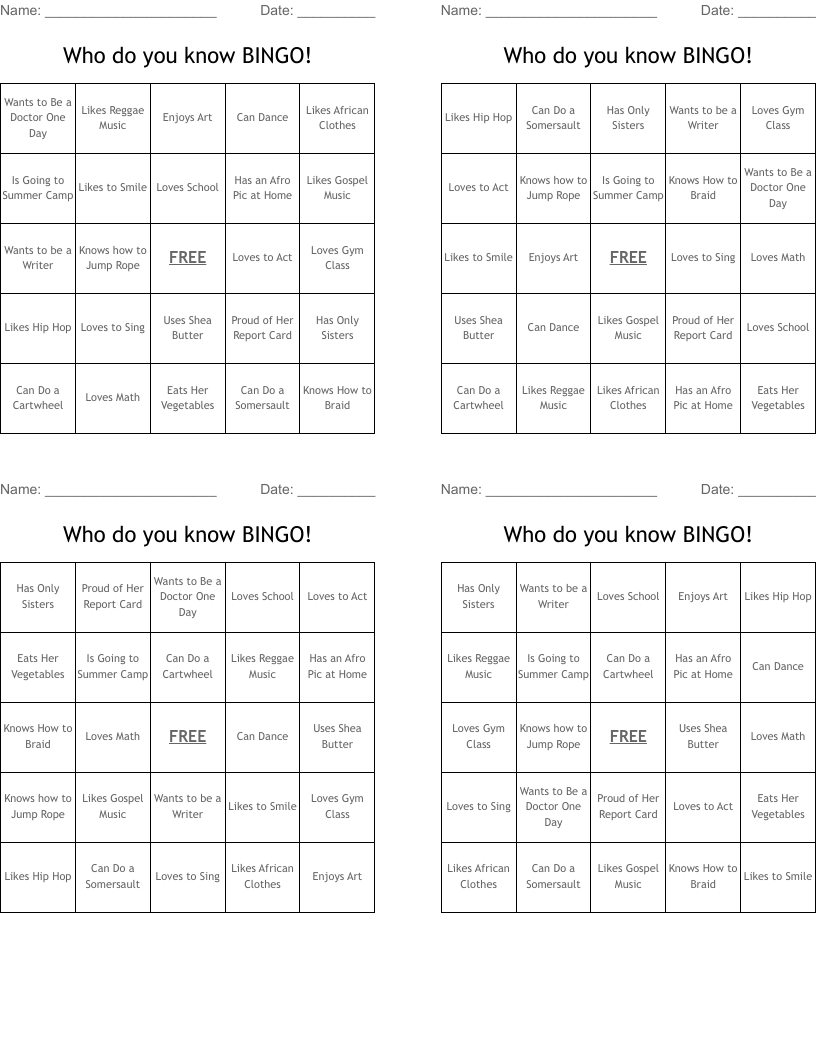Who do you know BINGO!