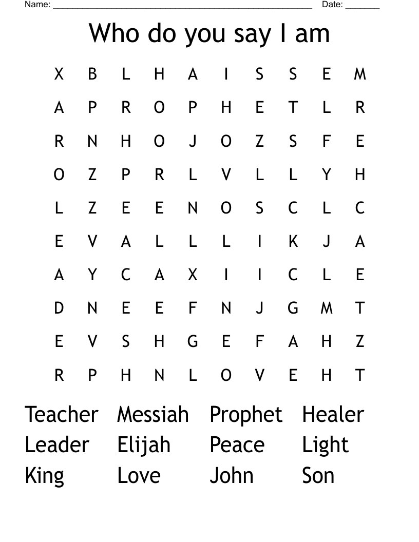 Who do you say I am Word Search