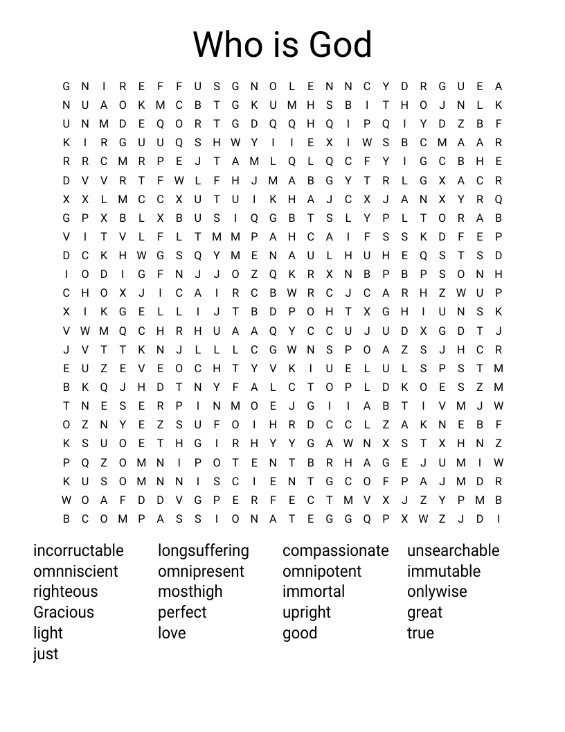 Who is God Word Search