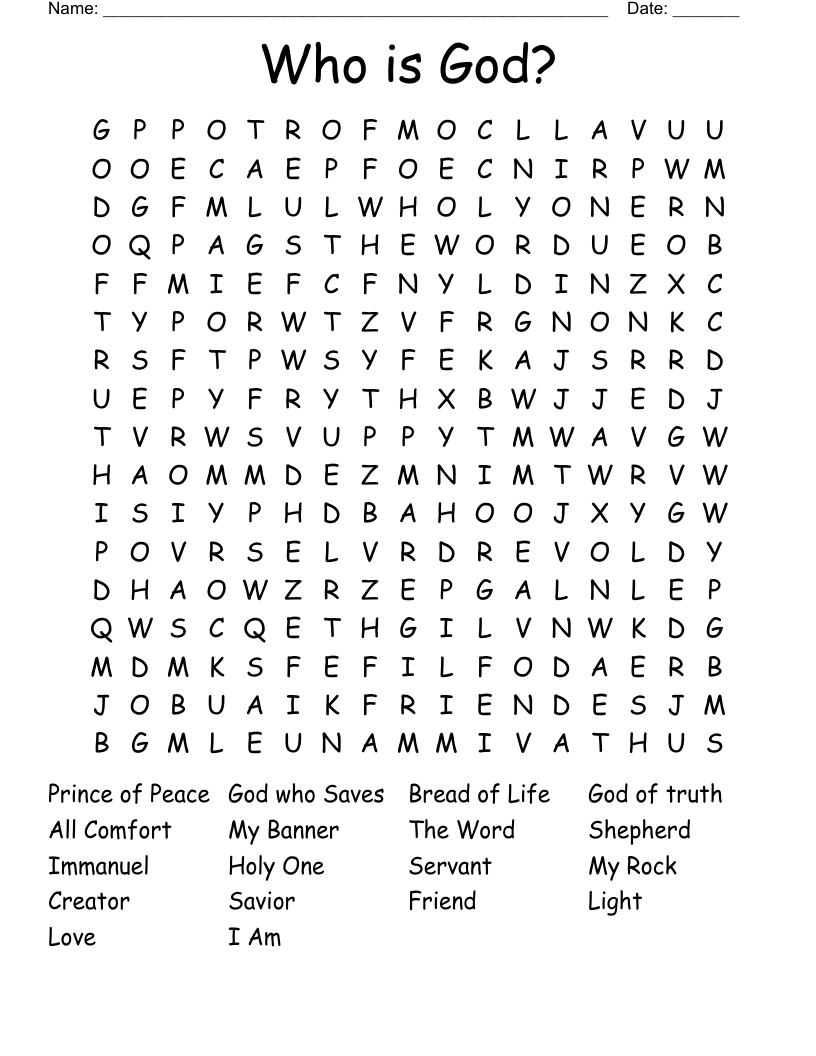 Who is God?  Word Search