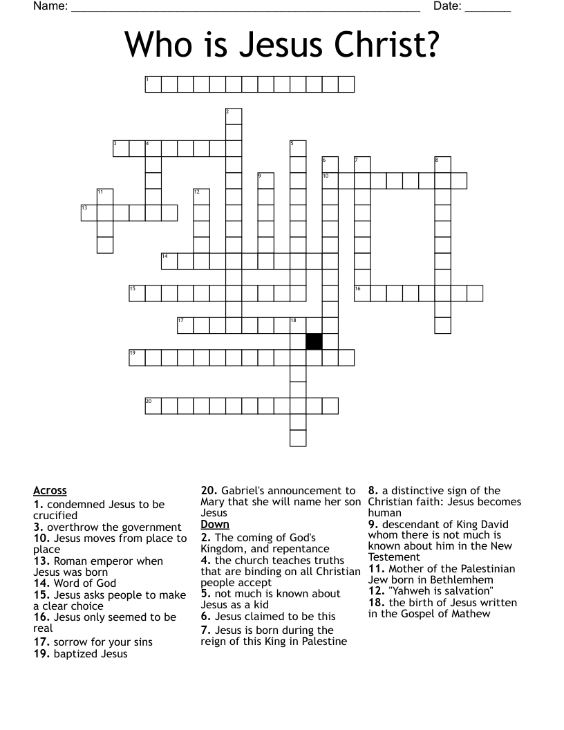 Who is Jesus Christ? Crossword
