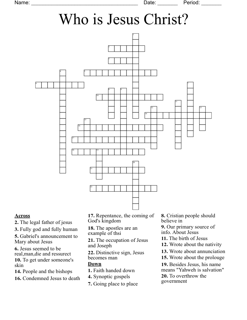 Who is Jesus Christ? Crossword