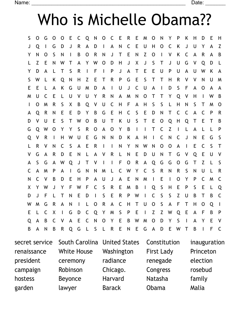 Who is Michelle Obama?? Word Search