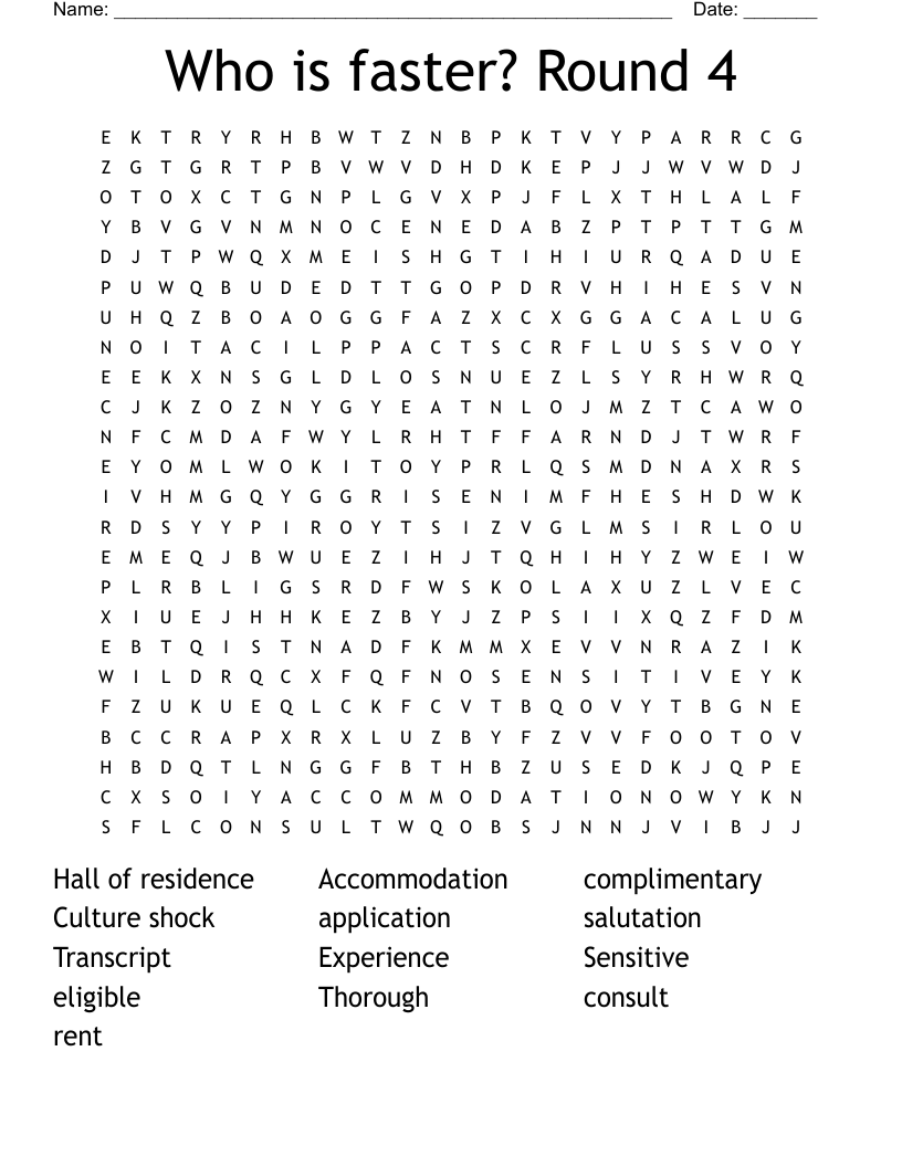 Who is faster? Round 4  Word Search