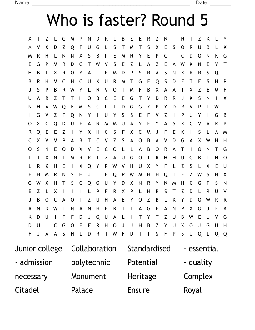 Who is faster? Round 5  Word Search