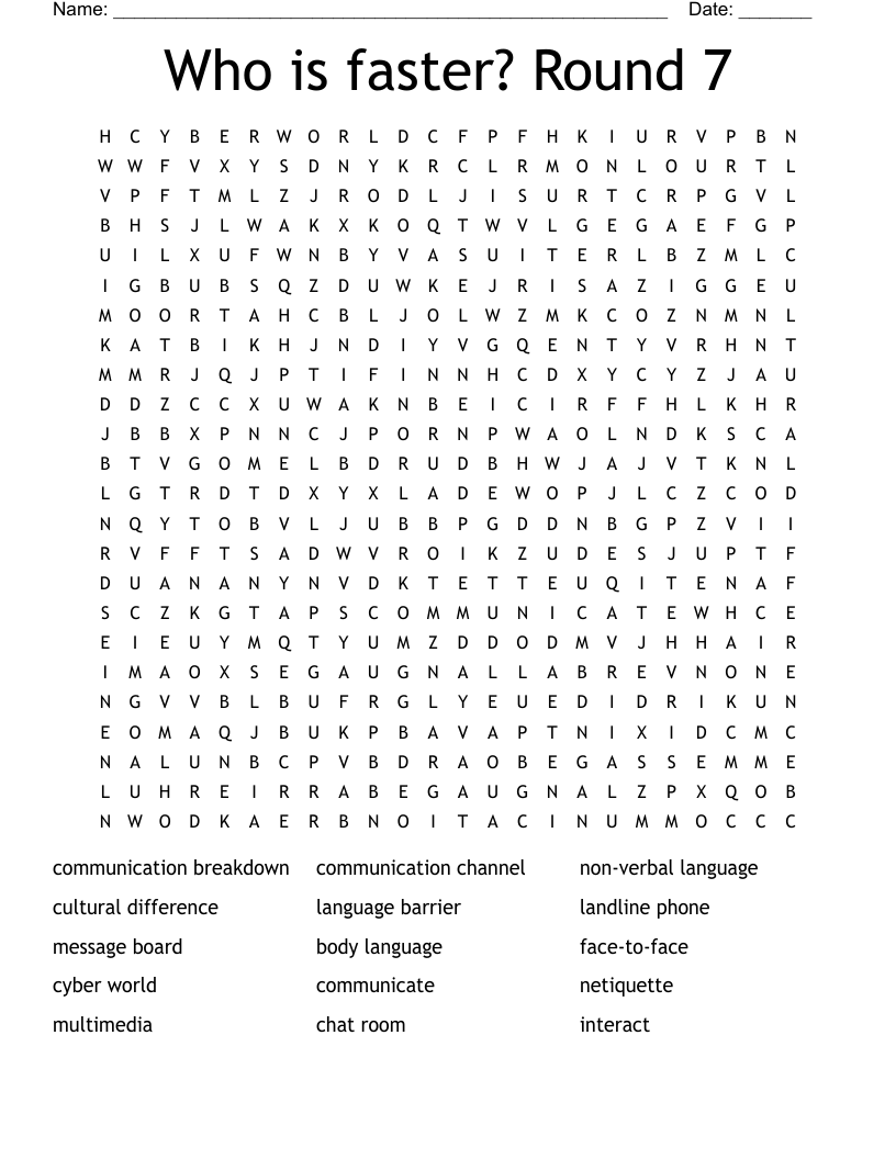 Who is faster? Round 7 Word Search