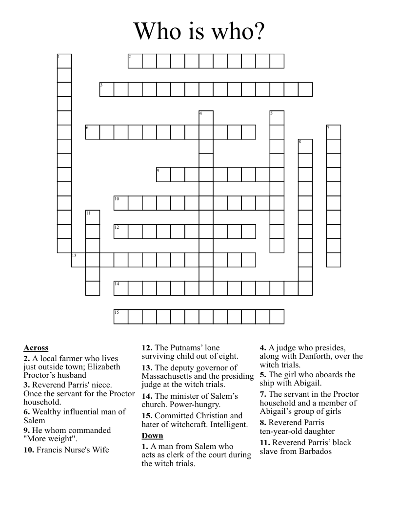 Who is who? Crossword