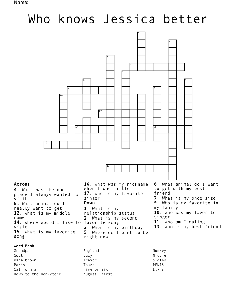 Who knows  Jessica better Crossword