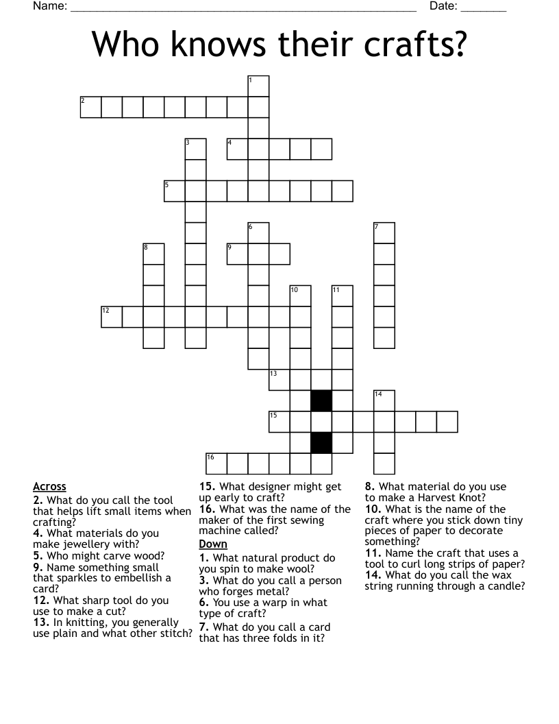 Who knows their crafts? Crossword