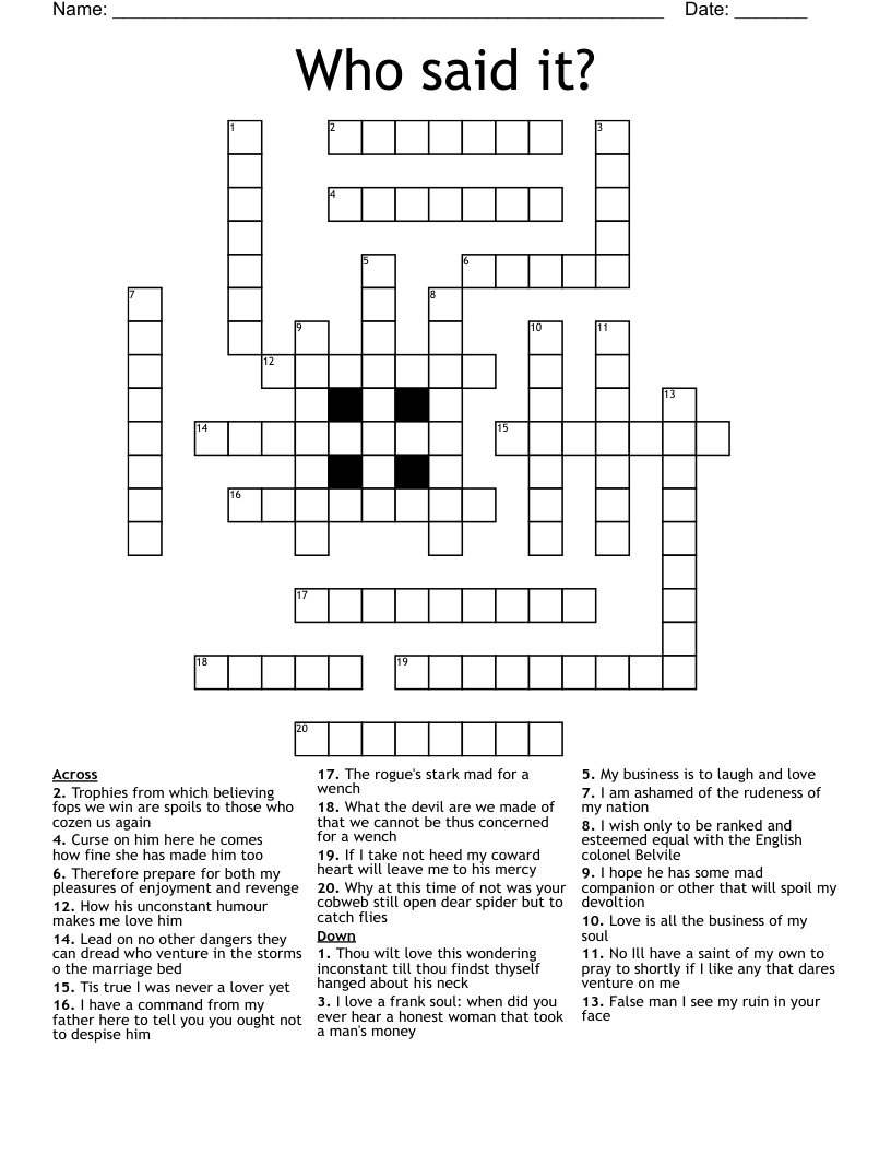 Who said it? Crossword