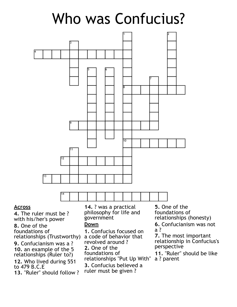 Who was Confucius?  Crossword