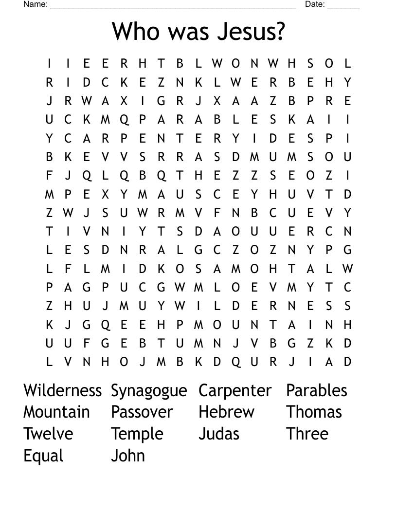 Who was Jesus? Word Search