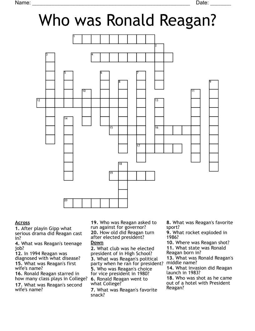 Who was Ronald Reagan? Crossword