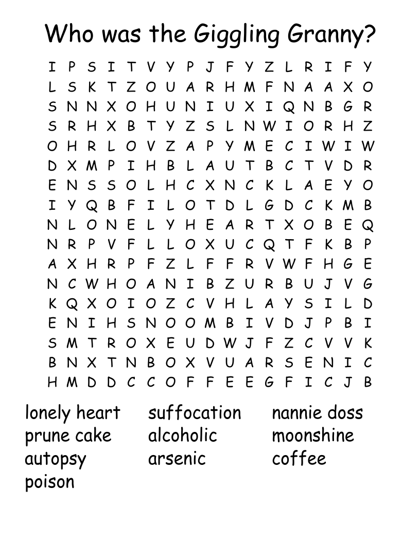 Who was the Giggling Granny? Word Search