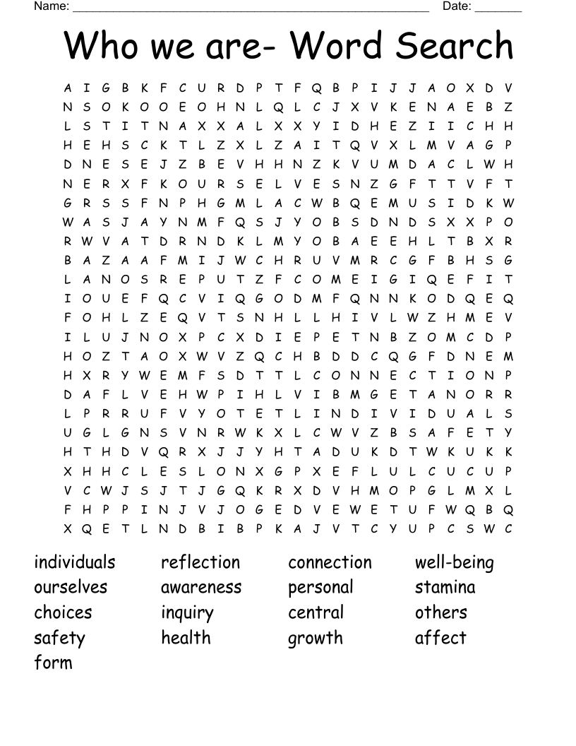 Who we are- Word Search