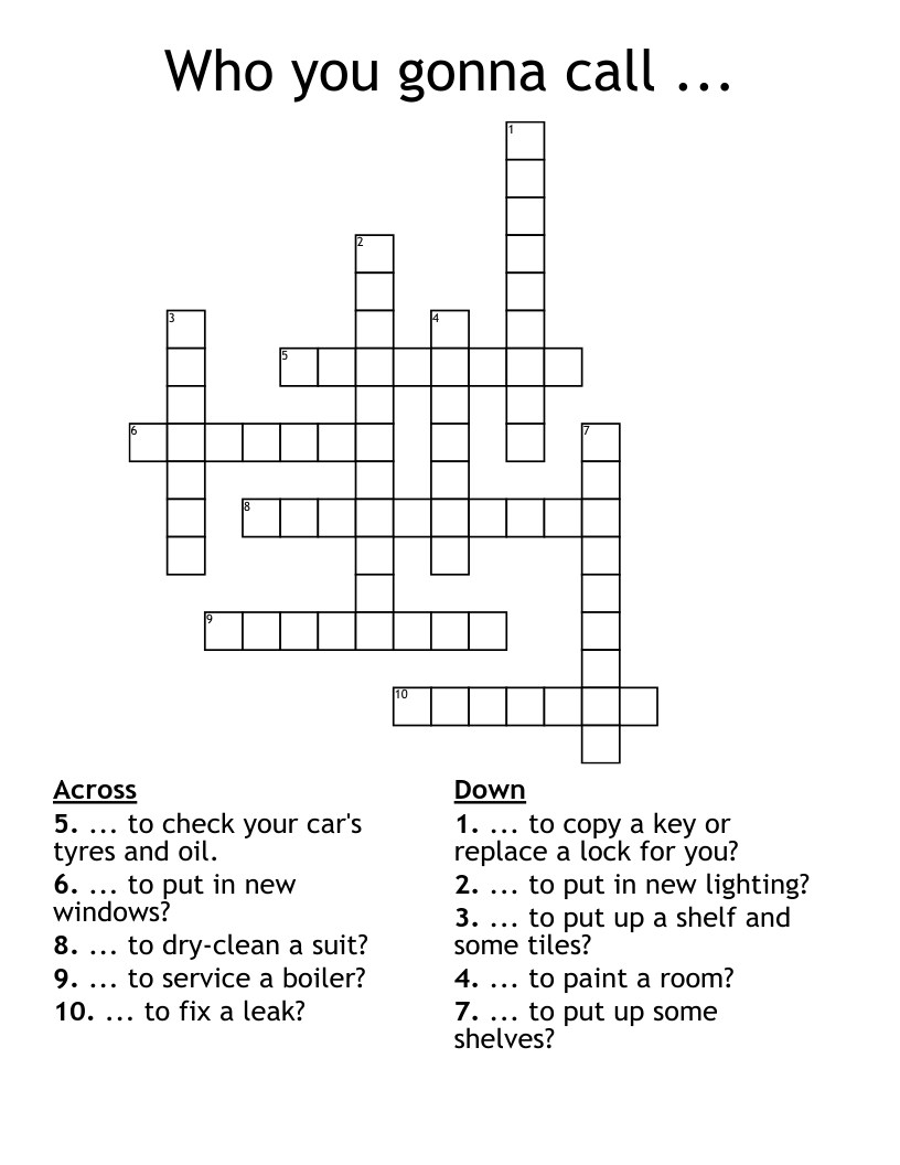 Who you gonna call ...  Crossword