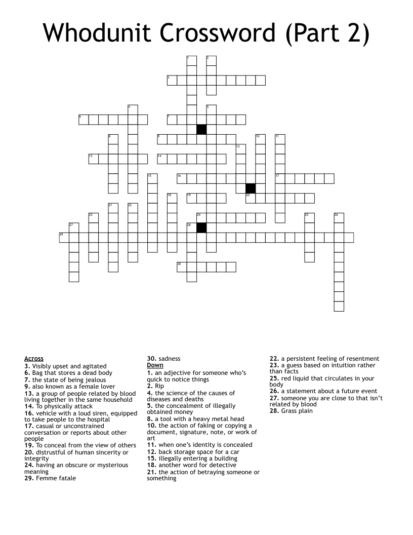 Whodunit Crossword (Part 2)