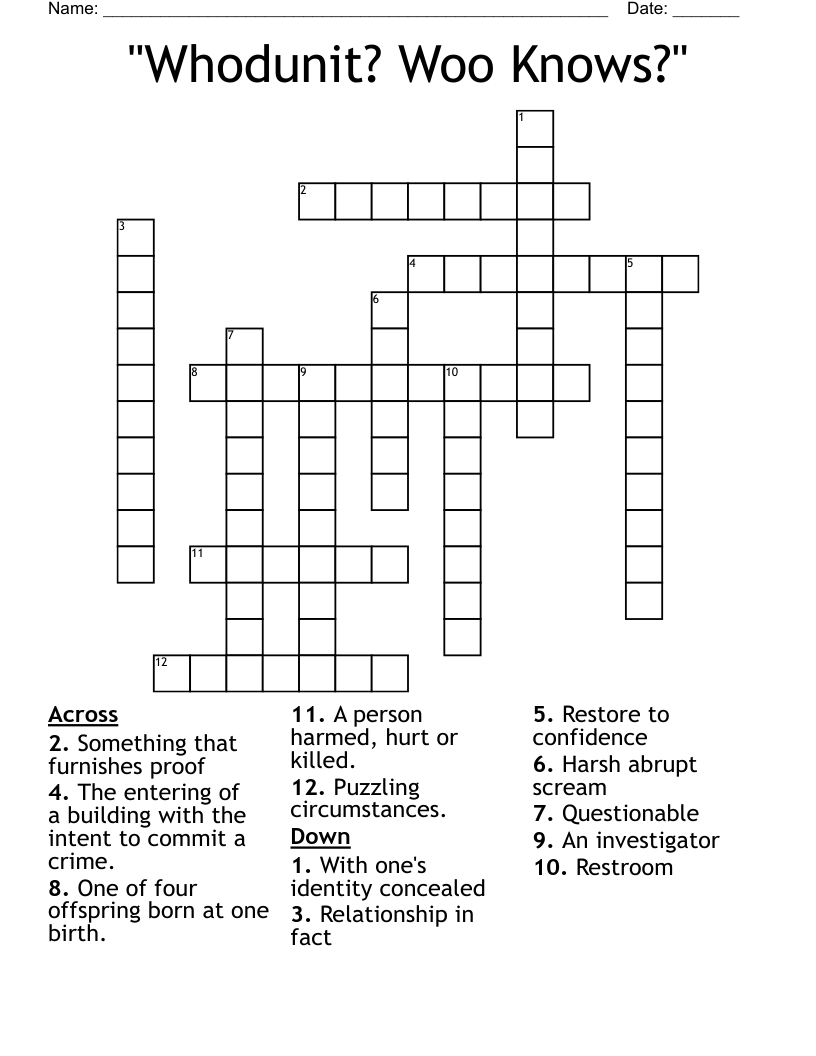 "Whodunit? Woo Knows?" Crossword