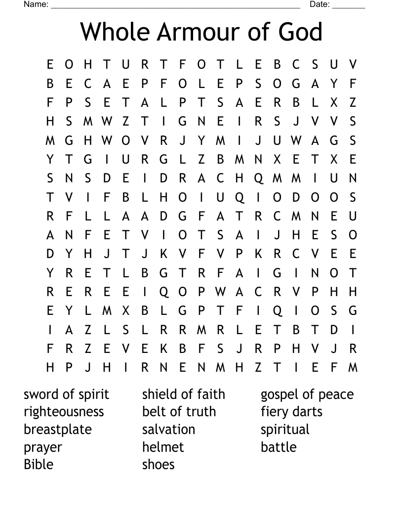 Whole Armour of God Word Search