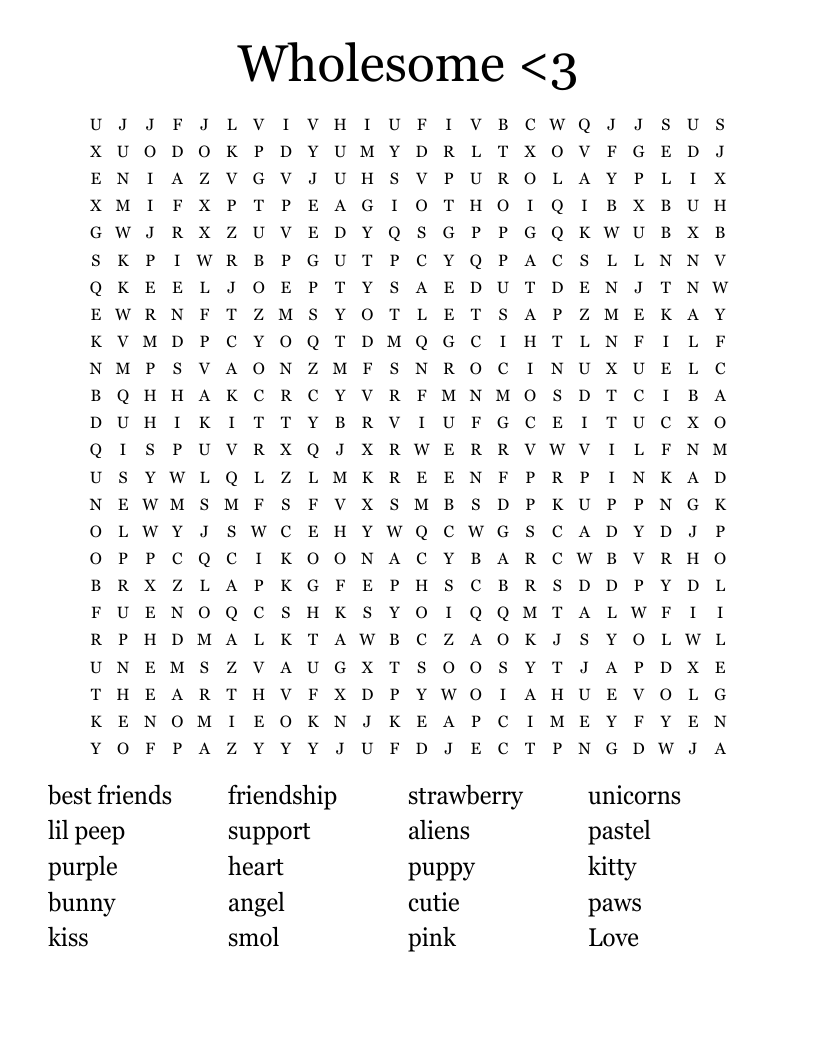 Wholesome <3 Word Search
