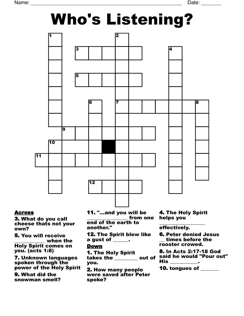 Who's Listening? Crossword