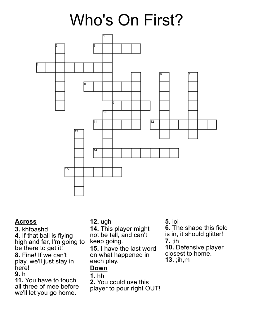 Who's On First? Crossword