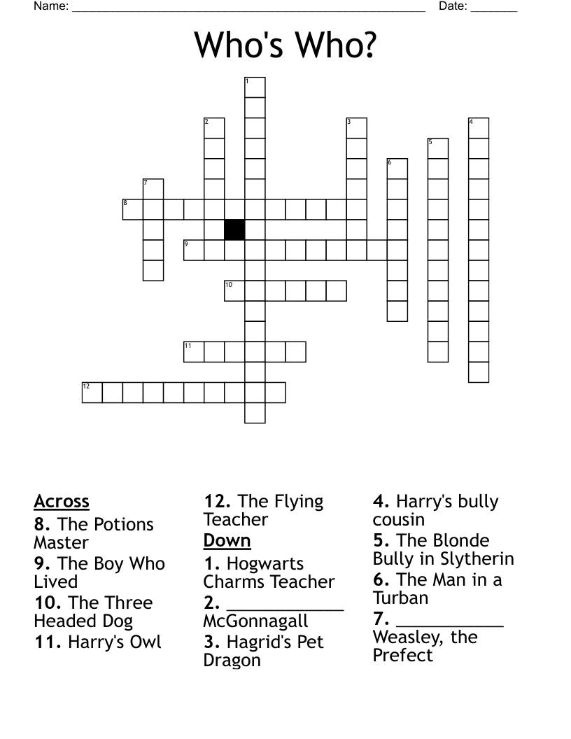 Who's Who? Crossword