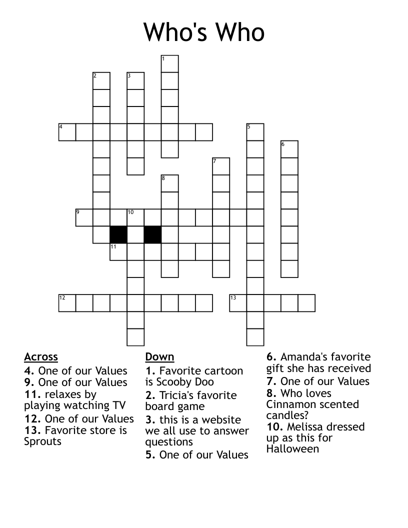 Who's Who Crossword
