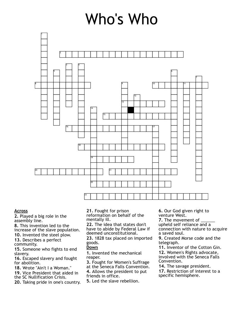 Who's Who  Crossword