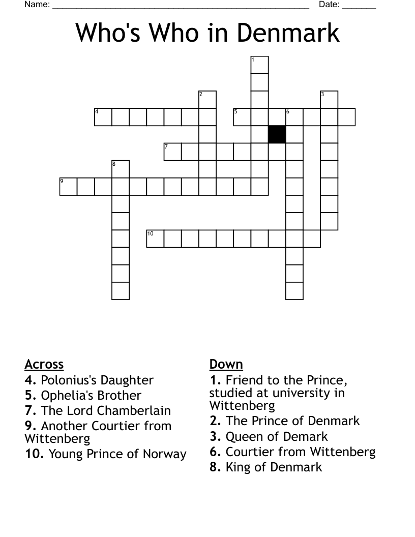 Who's Who in Denmark Crossword