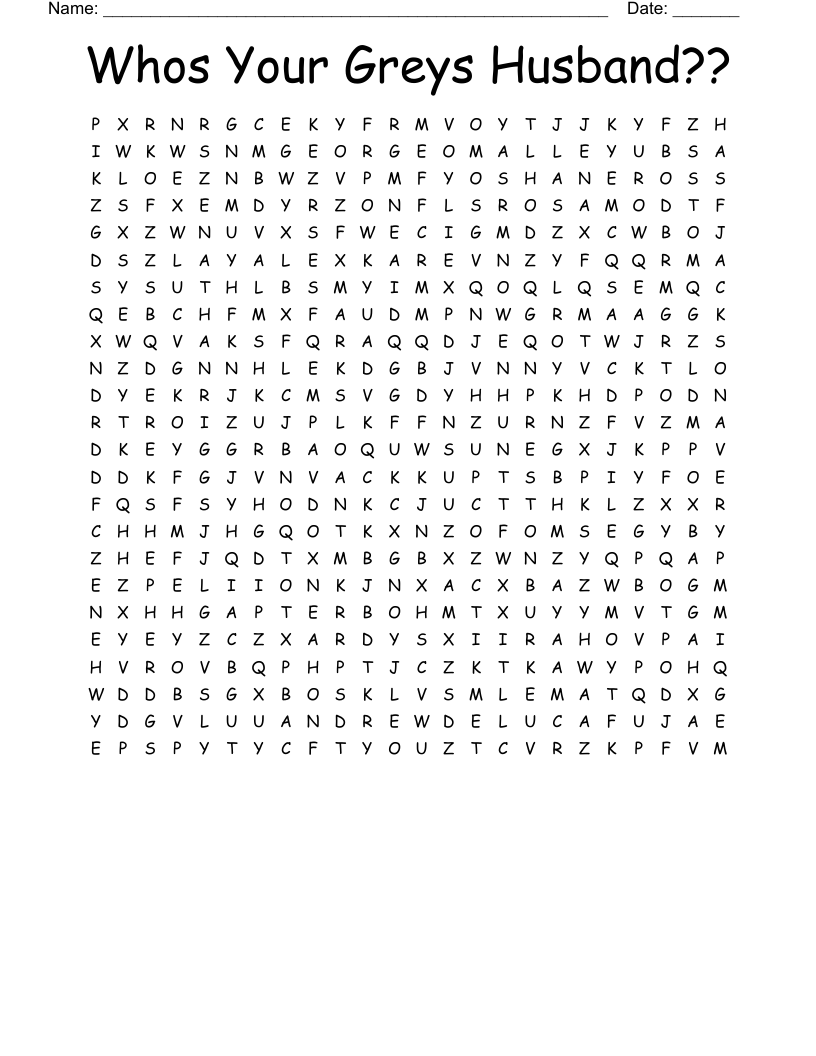 Whos Your Greys Husband?? Word Search